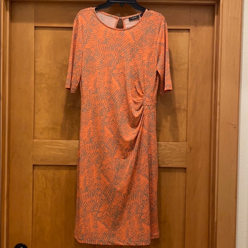 Cute coral and grey dress.